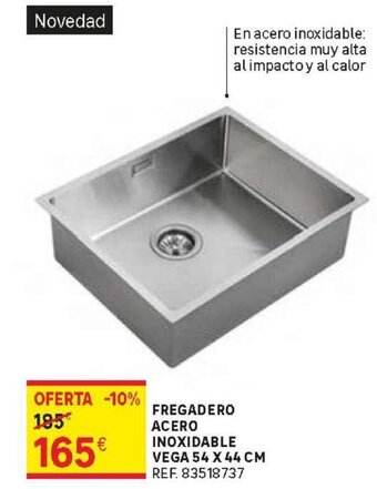 Leroy Merlin Fregadero Acero Inoxidable Vega 54 x 44 cm oferta