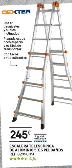 Leroy Merlin Dexter Escalera Telescópica De Aluminio 5 x 5 Peldaños oferta