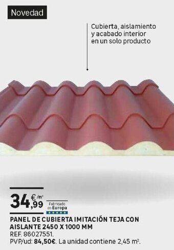 Leroy Merlin Panel De Cubierta Imitación Teja Con Aislante 2450 x 1000 mm oferta