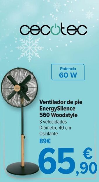 Carrefour Cecotec ventilador de pie energysilence 560 woodstyle oferta