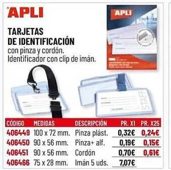 Carlin Apli Tarjetas De Identificación oferta