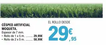 E.Leclerc Césped Artificial Moqueta Espesor de 7 mm Rollo de 1 x 5 m oferta