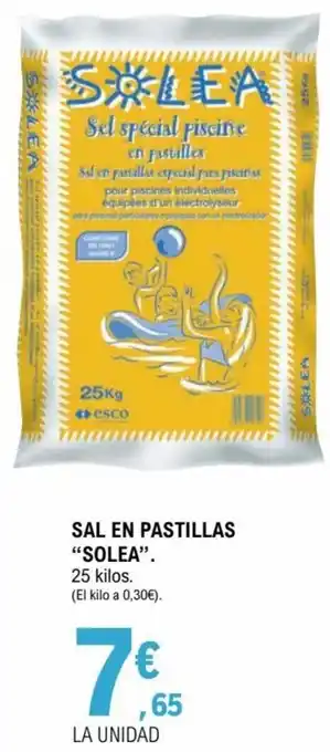E.Leclerc Solea Sal En Pastillas 25 Kilos oferta