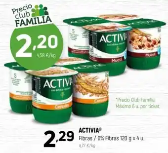 Coviran Activia Fibras/0% Fibras 120 g x 4 u. oferta