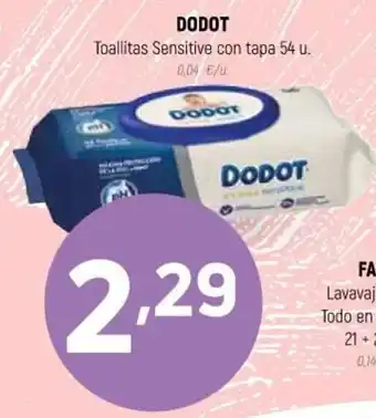 Coviran Dodot Toallitas Sensitive con tapa 54 u. oferta
