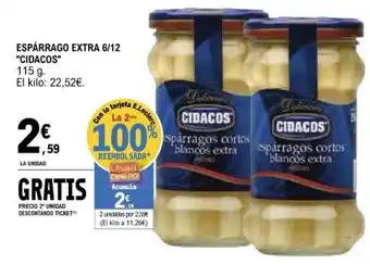 E.Leclerc Cidacos Espárrago Extra 6/12 115 g oferta