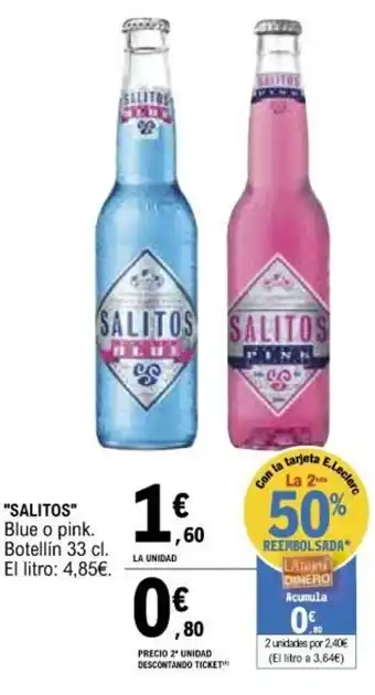 E.Leclerc Salitos Blue o Pink Botellín 33 cl oferta