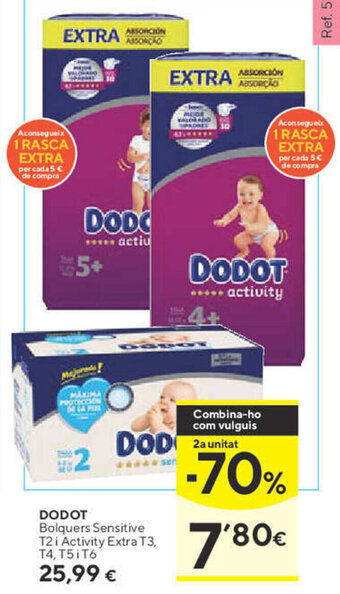 Caprabo Dodot Bolquers Sensitive T2 i Activity Extra T3,T4,T5 i T6 oferta