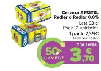 Carrefour Cerveza amstel radler radlet 0,0% oferta