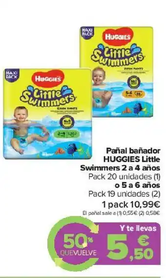 Carrefour Pañal bañador huggies little swimmers 2 a 4 años o 5 a 6 años oferta