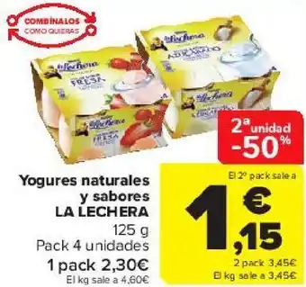 Carrefour Yogures naturales y sabores la lechera oferta