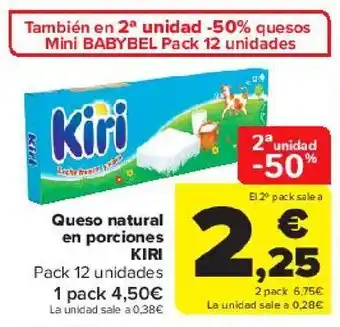 Carrefour Queso natural en porciones kiri oferta