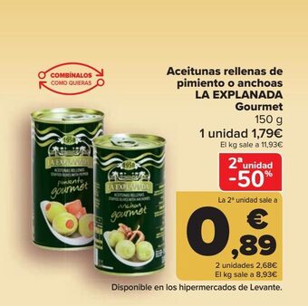 Carrefour Aceitunas rellenas de pimiento o anchoas la explanada gourmet oferta