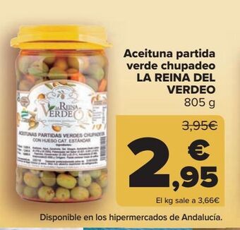 Carrefour Aceituna partida verde chupadeo la reina del verdeo oferta