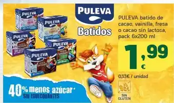 HiperDino Batido de cacao, vainilla, fresa o cacao sin lactosa puleva oferta