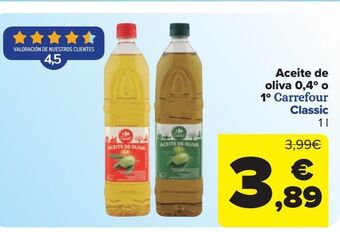 Carrefour Aceite de oliva 0,4º o 1º carrefour classic oferta