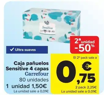 Carrefour Caja pañuelos sensitive 4 capas carrefour oferta