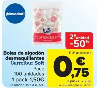 Carrefour Bolas de algodón desmaquillantes carrefour soft oferta