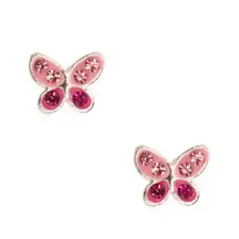 Claire's Sterling silver crystal butterfly stud earrings - pink oferta
