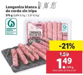 Lidl Longaniza Blanca de Cerdo Sin Tripa 375 g oferta
