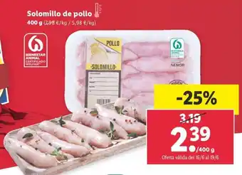 Lidl Solomillo de Pollo 400 g oferta
