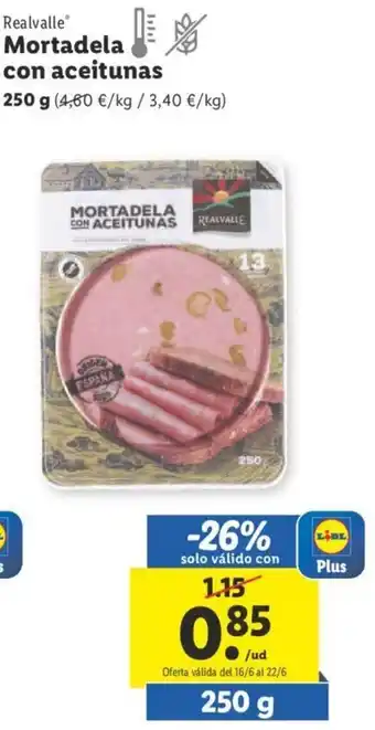 Lidl Realvalle® Mortadela Con Aceitunas 250 g oferta