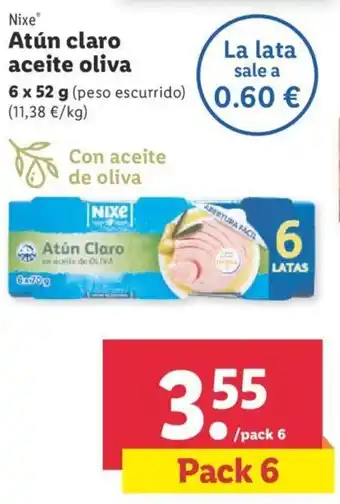 Lidl Nixe® Atún Claro Aceite Oliva 6 x 52 g oferta