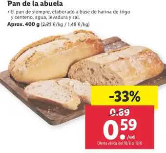 Lidl Pan de La Abuela Aprox. 400 g oferta
