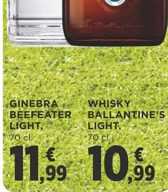Supercor Ginebra Beefeater Light/Whisky Ballantine's Light 70cl oferta