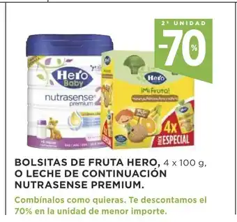 Supercor Bolsitas De Fruta Hero 4 x 100g O Leche De Continuacion Nutrasense Premium oferta
