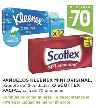 Supercor Pañuelos Kleenex Mini Original, O Scottex Facial oferta