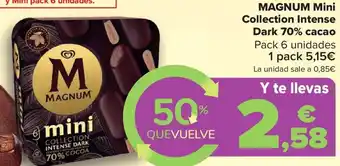 Carrefour Market Magnum Mini Collection Intense Dark 70% Cacao Pack 6 Unidades oferta