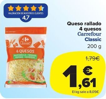 Carrefour Market Queso rallado 4 quesos carrefour classic oferta