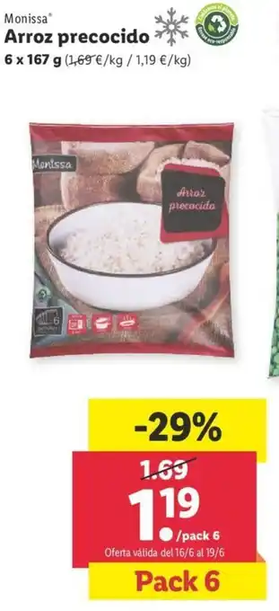 Lidl Monissa® Arroz Precocido 6 x 167 g oferta
