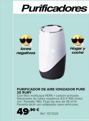 Coferdroza Purificador De Aire Ionizador Pure 20 Ruby oferta