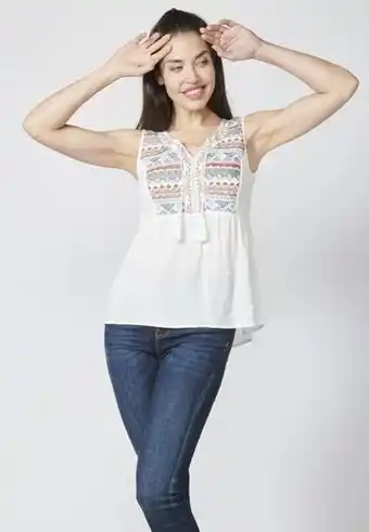 Koröshi Blusa tirantes de cuello redondo con pico y borlas para mujer oferta