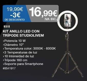 Costco KSIX Kit Anillo Led Con Trípode Studiolivem oferta