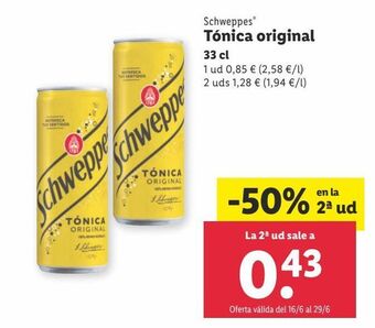 Lidl Tónica schweppes oferta