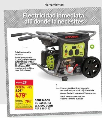 Leroy Merlin Herramientas electricidad inmediata, allí donde la necesites q pramac a botella de aceite incluida toma incorporada (con oferta