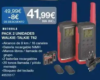 Costco Motorola Pack 2 Walkie-talkie T62 oferta