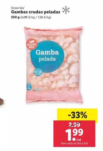 Lidl Ocean Sea Gambas Crudas Peladas oferta