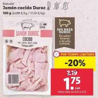 Lidl Realvalle Jamón Cocido Duroc oferta
