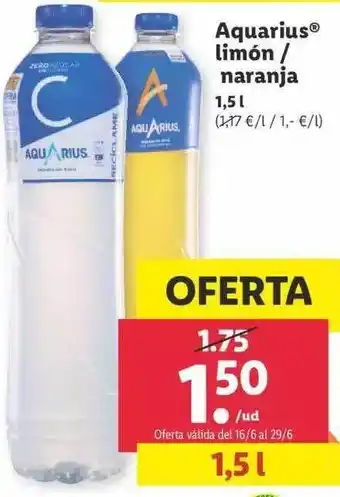 Lidl Aquarius Limón Naranja oferta