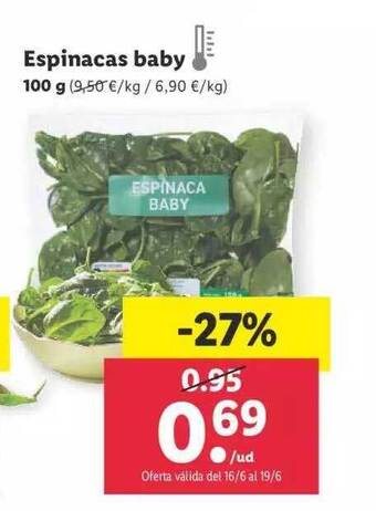 Lidl Espinacas Baby oferta