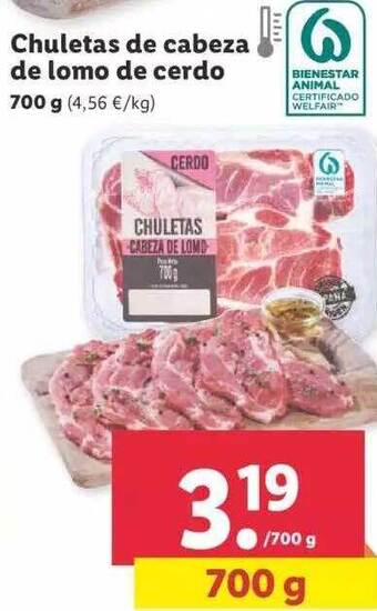 Lidl Chuletas De Cabeza De Lomo De Cerdo oferta
