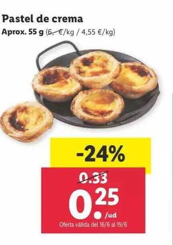 Lidl Pastel De Crema oferta
