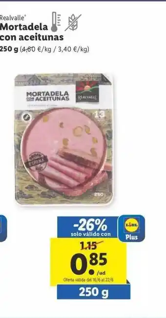Lidl Realvalle Mortadela Con Aceitunas oferta