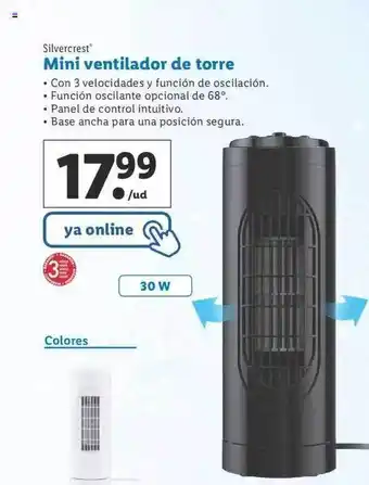 Lidl Silvercrest Mini Ventilador De Torre oferta