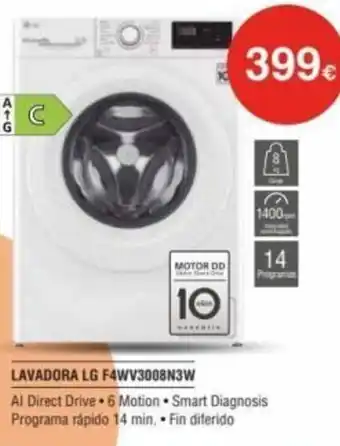 Milar LG Lavadora F4WV3008N3W oferta