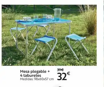 Carrefour Mesa Plegable + 4 Taburetes oferta